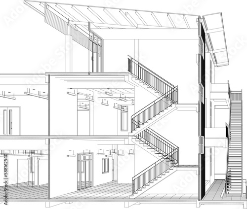 3D illustration of building project