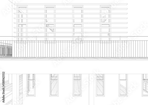3D illustration of building project