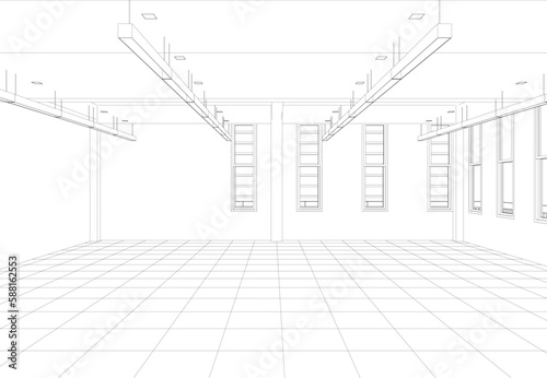 3D illustration of building project
