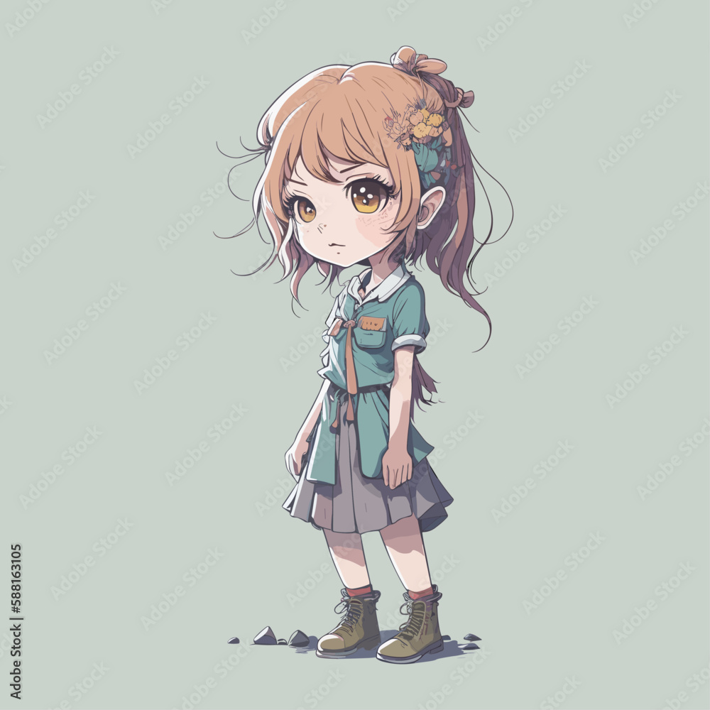 Cute student character in pastel colors anime cartoon style. Vector illustration Cute student character in pastel colors anime cartoon style. Vector illustration
