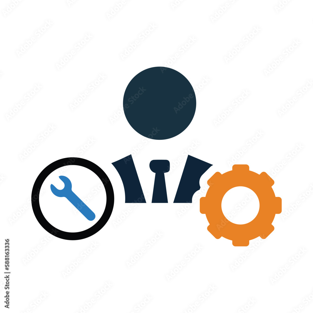 man, gear, people, management, maintenance worker icon