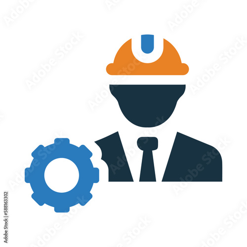 man, gear, people, management, maintenance worker icon © Brandmaker artist