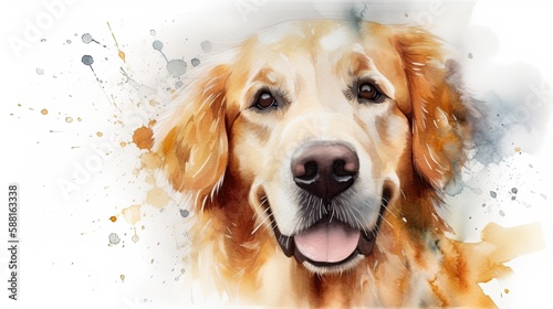 retriever, golden retriever, labrador retriever, watercolor painting, watercolor, calm