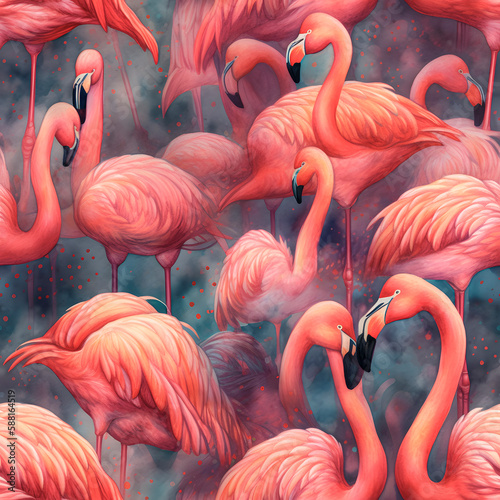 Seamless flamingo pattern. Tile texture. Simple seamless pattern for fabric, textile, gift wrap, and wallpaper. Pink flamingo background