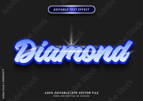 Luxury diamond editable text effect. blink font style effect. mockup text effect