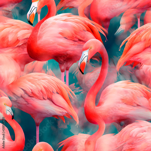 Seamless flamingo pattern. Tile texture. Simple seamless pattern for fabric, textile, gift wrap, and wallpaper. Pink flamingo background
