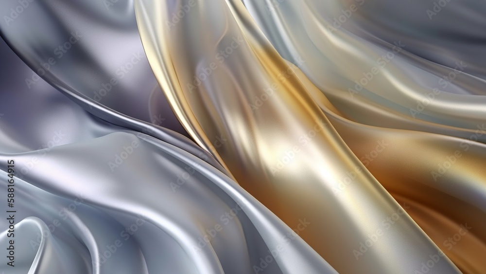 custom made wallpaper toronto digitalwhite and gold cloth, elegant,exotic , thin, exotic, wavy, Generative AI