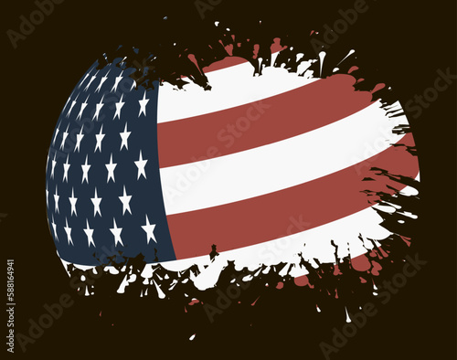 Grunge USA Flag. American flag brush paint texture.Vector illustration
