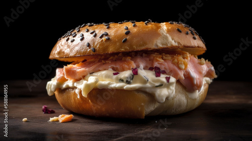 salmon and cream cheese bagel