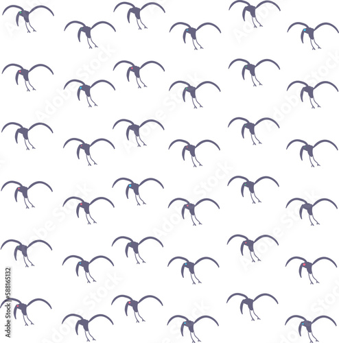A flock of birds is flying in the sky. Flyers have large wings and beaks. At the same time, they are thin, like herons or storks.