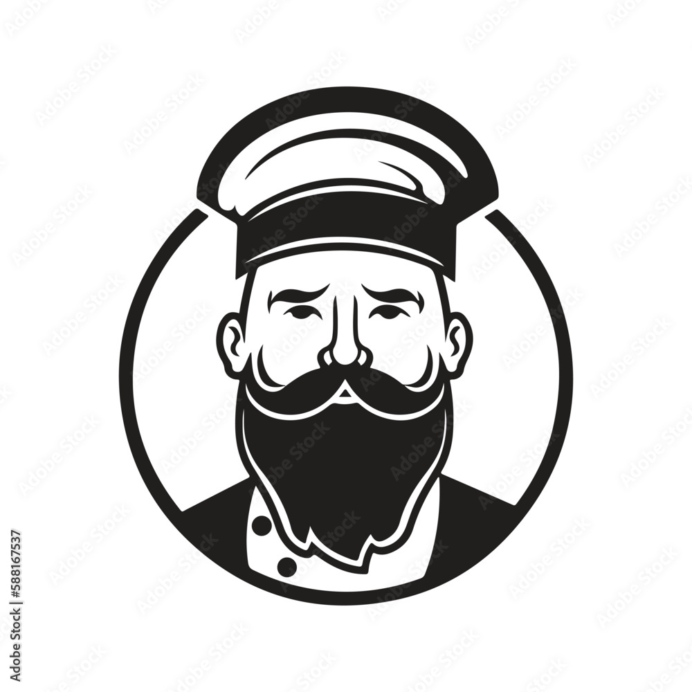 Obraz premium chef, logo concept black and white color, hand drawn illustration