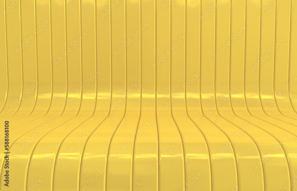 Fototapeta premium Yellow golden stripe and curved studio background