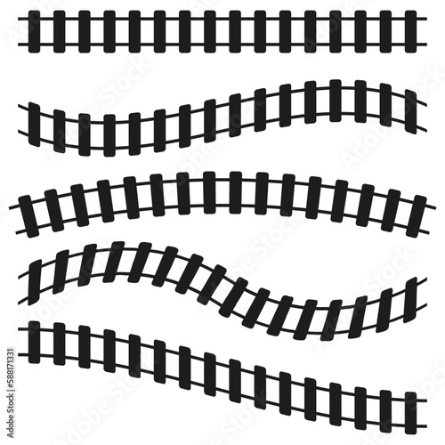 black railway parts. Construction line logo. Vector illustration.