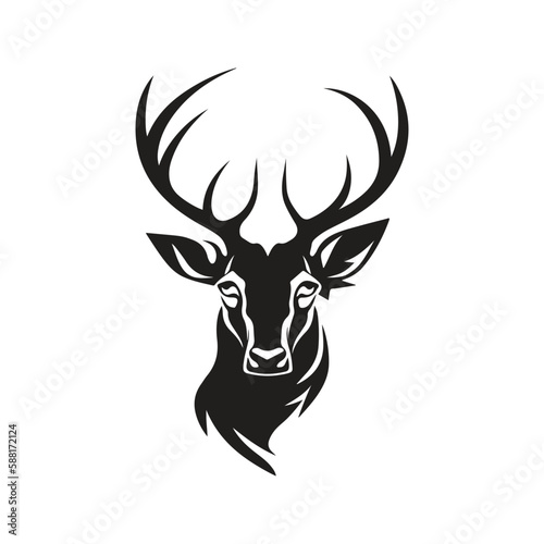 deer  logo concept black and white color  hand drawn illustration