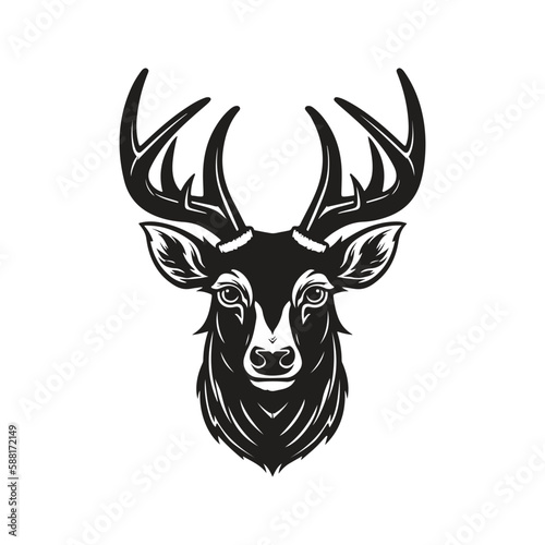 deer  logo concept black and white color  hand drawn illustration