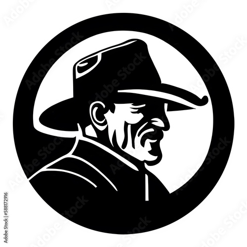 Portrait of old man in cowboy hat generative AI