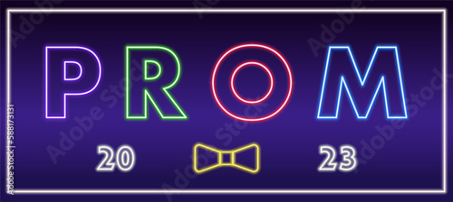 Banner for 2023 Prom Night with glowing neon lights