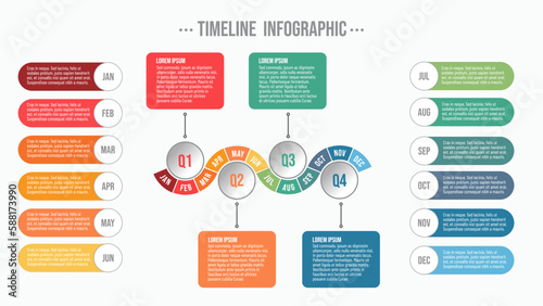 Timeline and roadmap with pinning infographic diagram, with the example of text presentation
