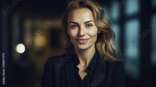 Portrait of a professional businesswoman standing in the office. created with Generative AI