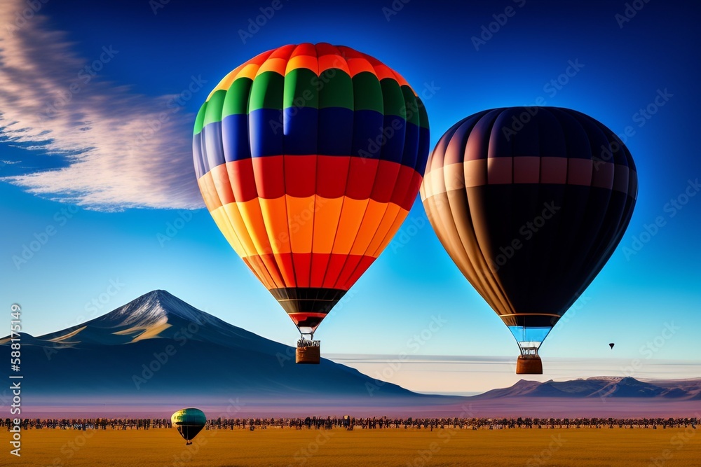 Obraz premium A breathtaking view of a hot air balloon festival with dozens of colorful balloons taking off into the sky