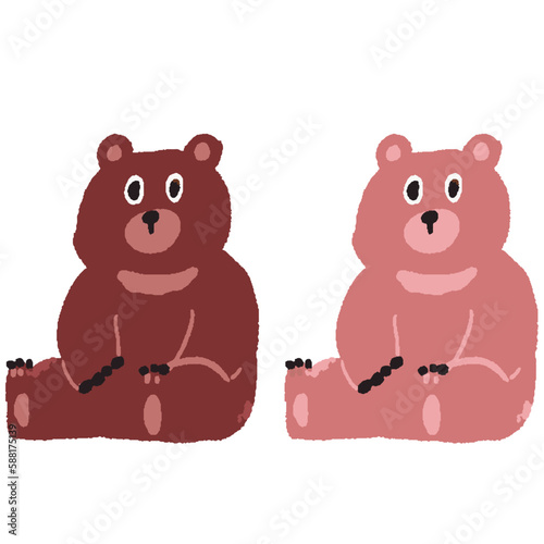 手描き風クマのイラスト(2色)