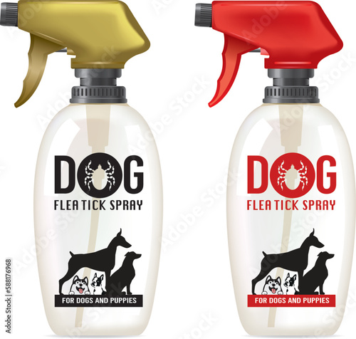 Design a dog flea and tick spray bottle