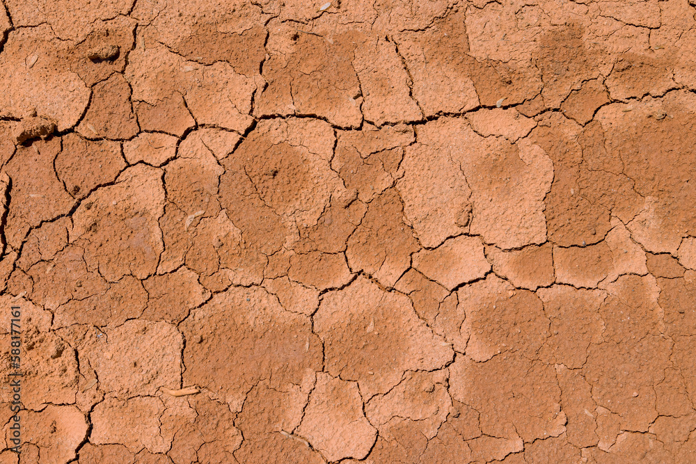 There is large crack in ground texture after long period of drought. There is large crack in ground texture after long period of drought.