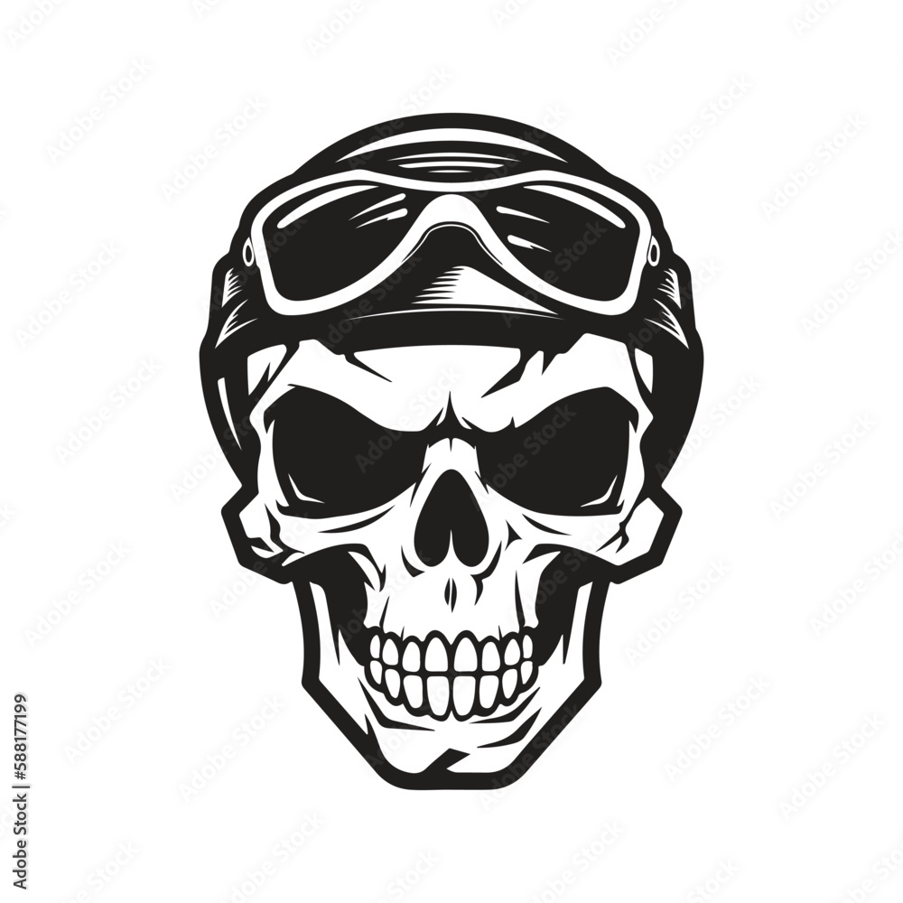 military skull, logo concept black and white color, hand drawn illustration military skull, logo concept black and white color, hand drawn illustration