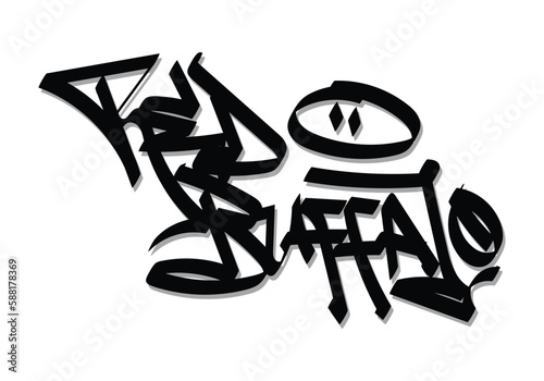 black white graffiti tag RED BUFFALO