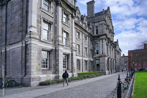 Dublin, Ireland - March 2023:  Trinity College, University of Dublin, view of the old central campus photo