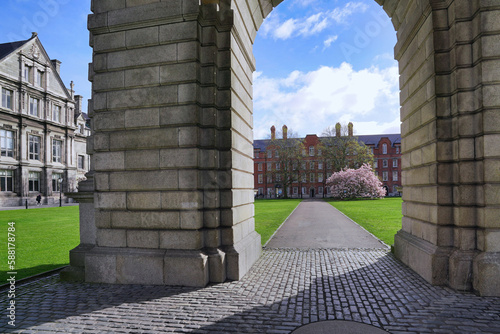 Photography Dublin, Ireland - March 2023:  Trinity College, University of Dublin, view of th