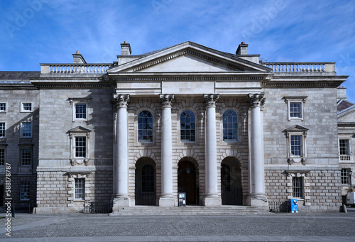 Dublin, Ireland - March 2023: Trinity College, University of Dublin, classical style chapel building