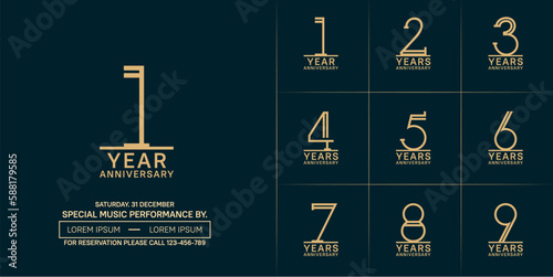 set of anniversary logotype soft brown color for special celebration event