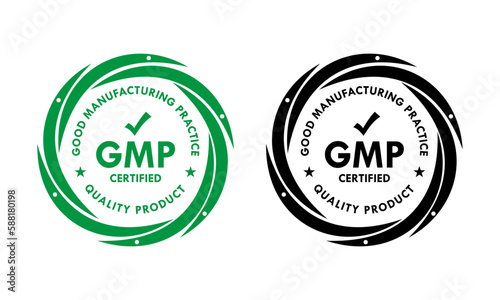 GMP- good manufacturing practice design logo template illustration
