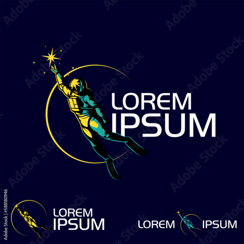 Astronaut diver logo vector illustration