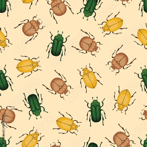 Beetle Scatter Seamless Vector Repeat Pattern