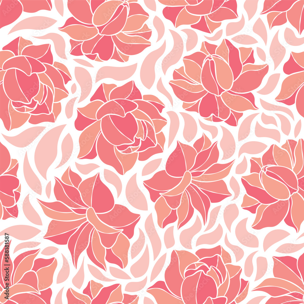 Pink Flower Petal Seamless Vector Repeat Pattern Pink Flower Petal Seamless Vector Repeat Pattern