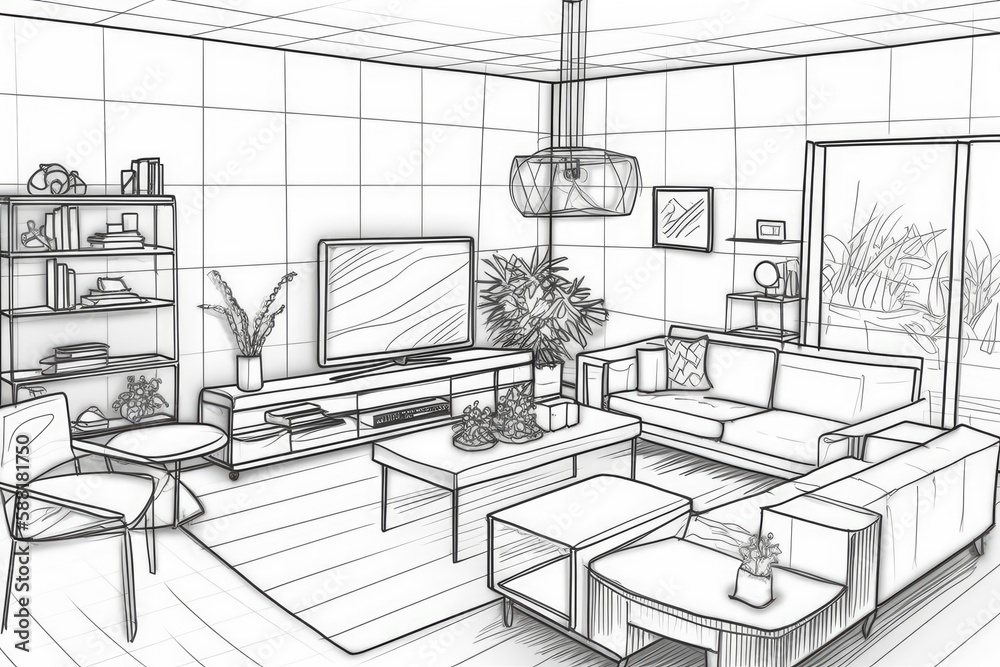 cozy living room with comfortable seating and decorative tables. Generative AI cozy living room with comfortable seating and decorative tables. Generative AI