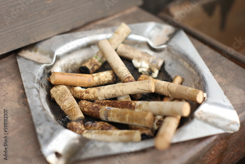 Cigarette butts in the ashtray