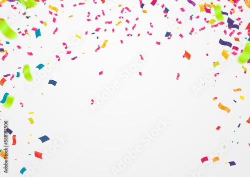 Celebration background with colorful confetti. Vector Illustration.