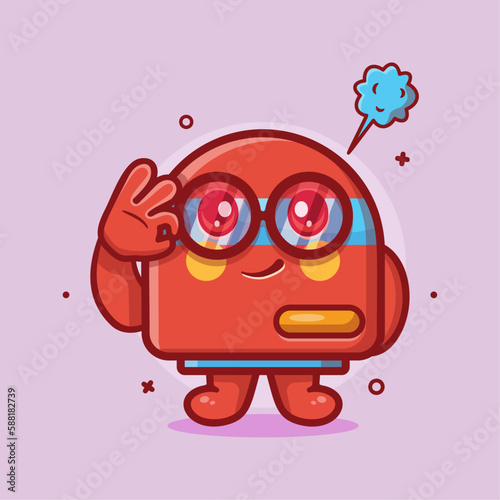 funny air purifier character mascot with ok sign hand gesture isolated cartoon in flat style design 