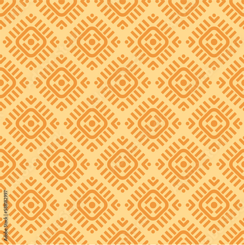 Orange Boho Block Print Seamless Vector Repeat Pattern