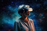 Exploring new worlds: senior woman immerses herself in virtual reality
