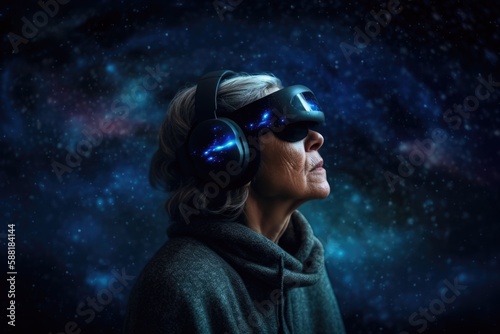 Exploring new worlds: senior woman immerses herself in virtual reality