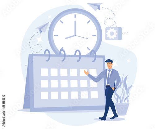 IT project delivery concept, Agile project management, planning and deadline, software development, scrum workflow, problem solving, flat vector modern illustration