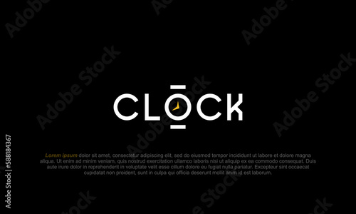 illustration vector graphic logo designs. logotype, typography logo for clock with letter O as watch