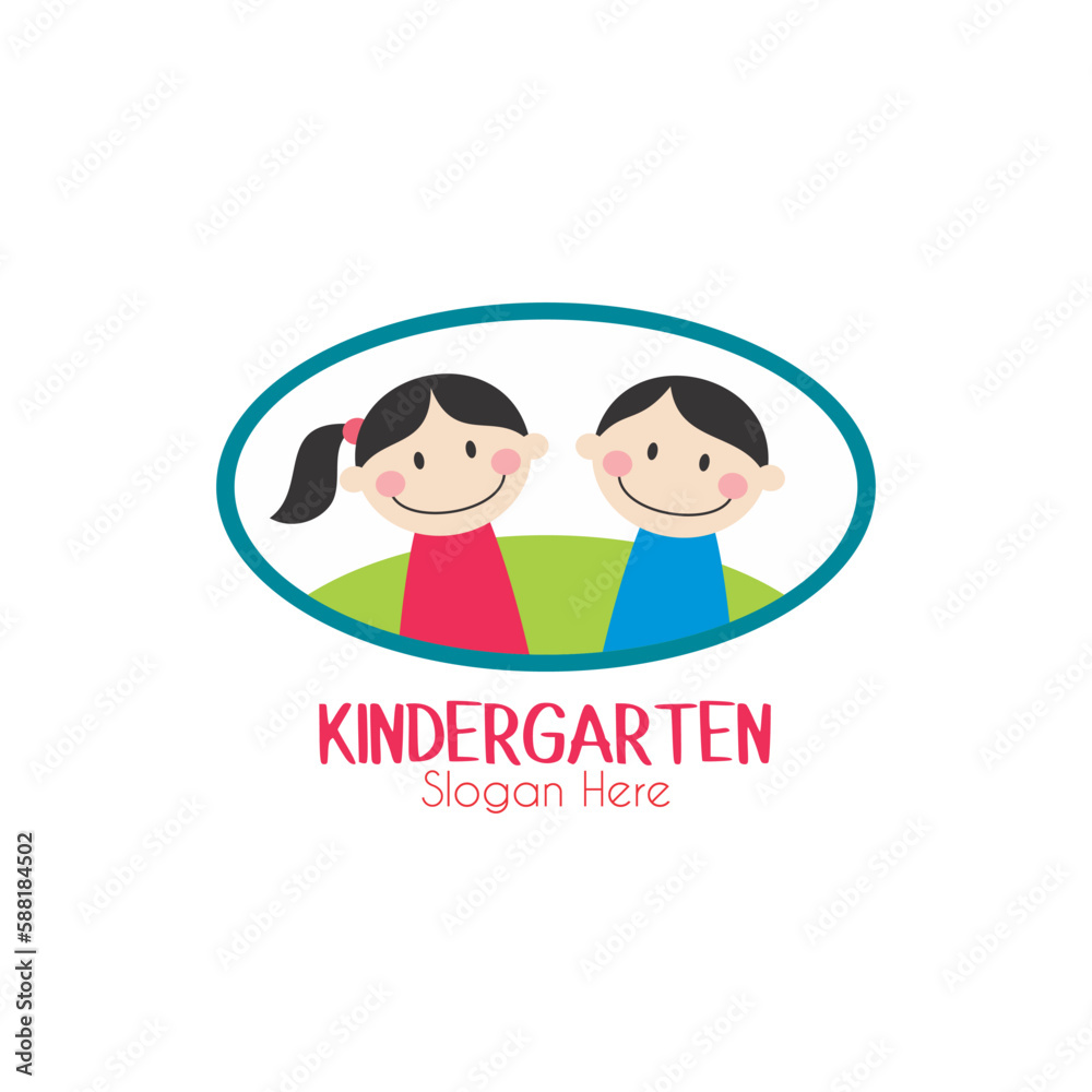 Preschool logo design. Kindergarten icon template. Play group education vector illustration Preschool logo design. Kindergarten icon template. Play group education vector illustration