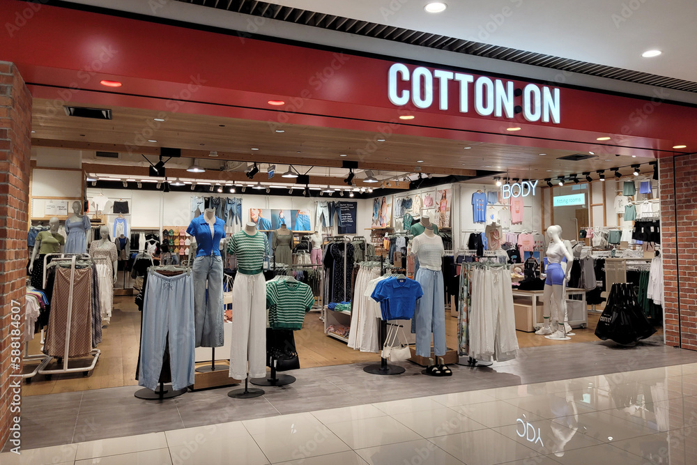 PENANG, MALAYSIA 2 APR 2023 View of Cotton On fashion store in a