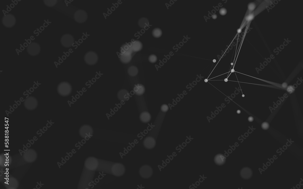 Fototapeta premium Abstract background. Molecules technology with polygonal shapes, connecting dots and lines. Connection structure. Big data visualization.