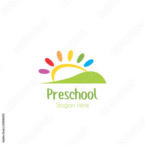 kindergarten school logo vector template